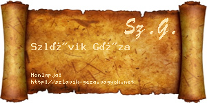 Szlávik Géza névjegykártya
