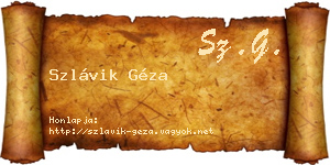 Szlávik Géza névjegykártya